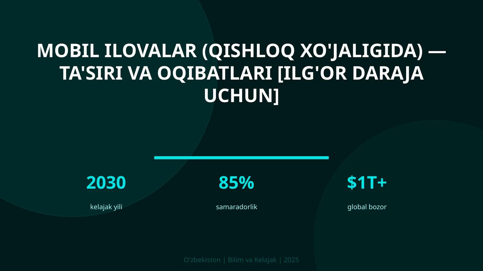MOBIL ILOVALAR (QISHLOQ XO'JALIGIDA) — TA'SIRI VA OQIBATLARI [ILG'OR DARAJA UCHUN]