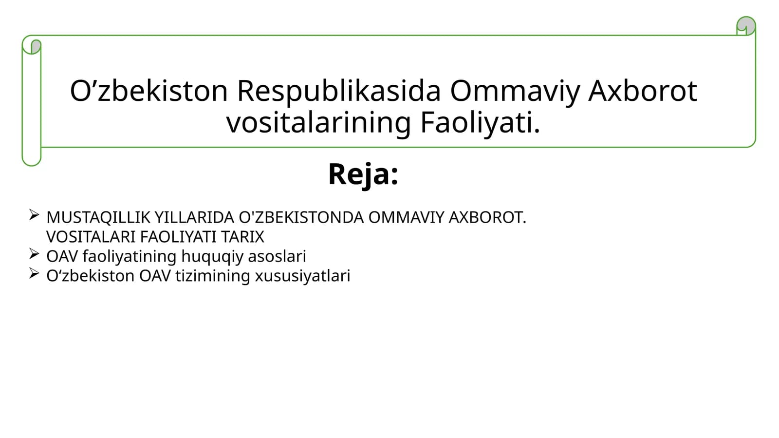 O'zbekistonda Ommaviy Axborot Vositalari Faoliyati Tarixi