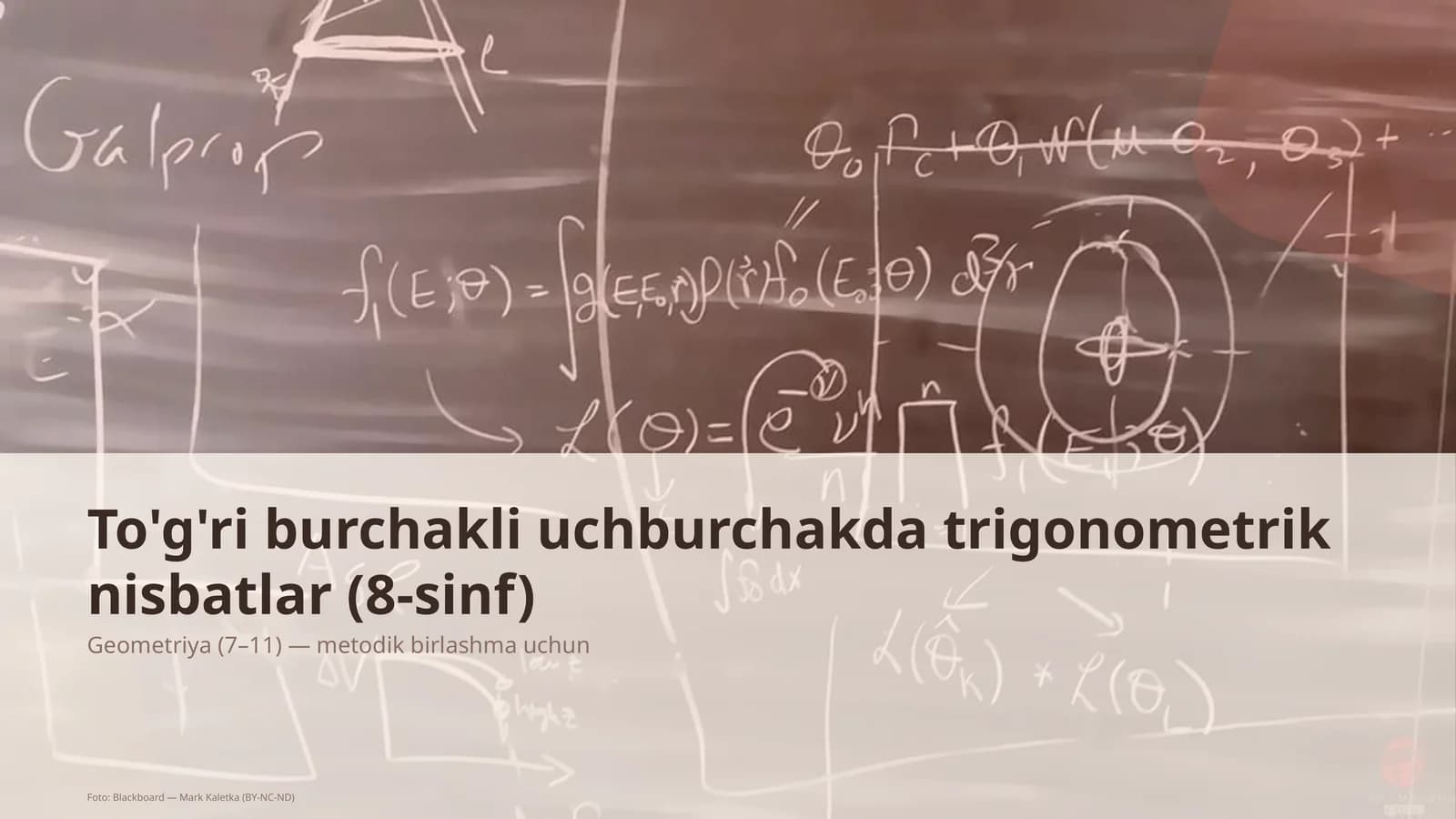To'g'ri burchakli uchburchakda trigonometrik nisbatlar (8-sinf)