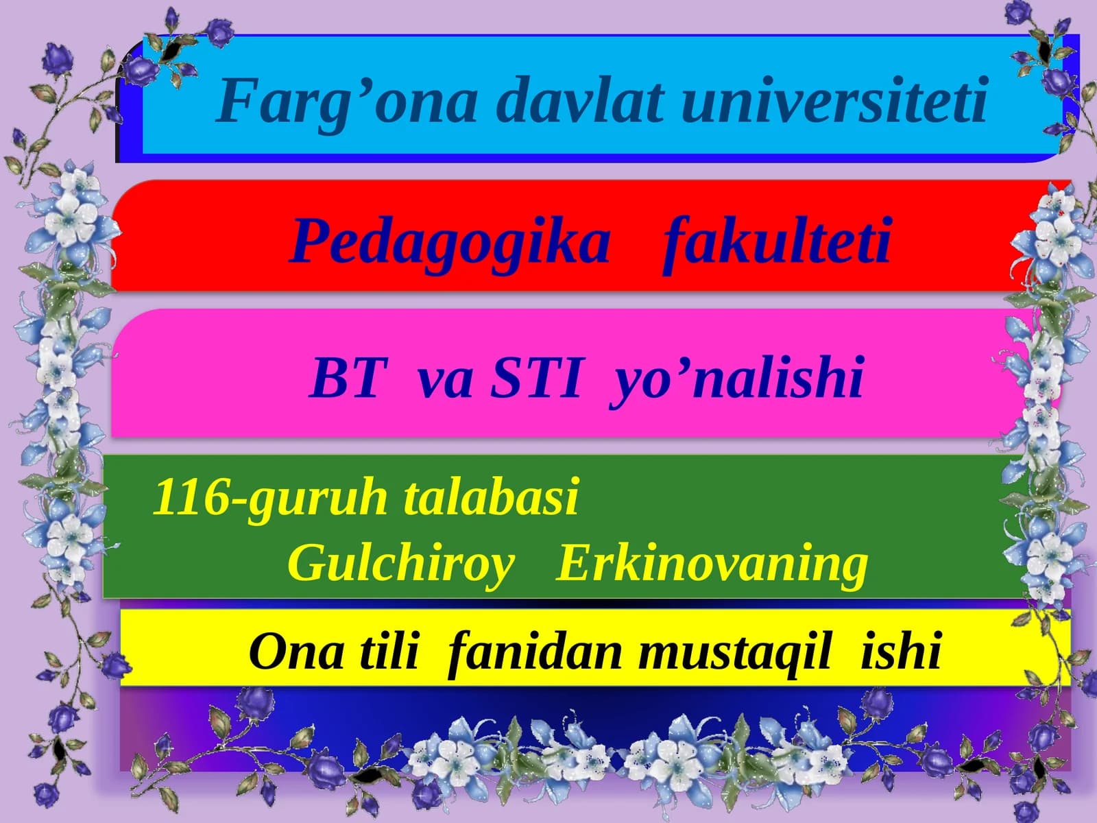 Pedagogikafakulteti BT va STI yo’nalishi