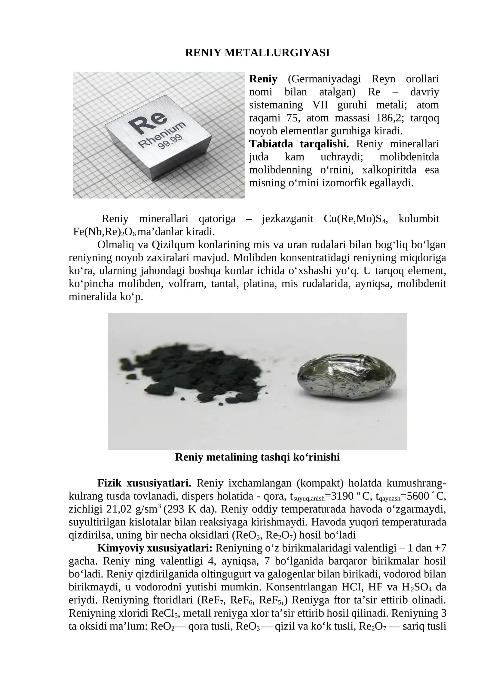 RENIY METALLURGIYASI