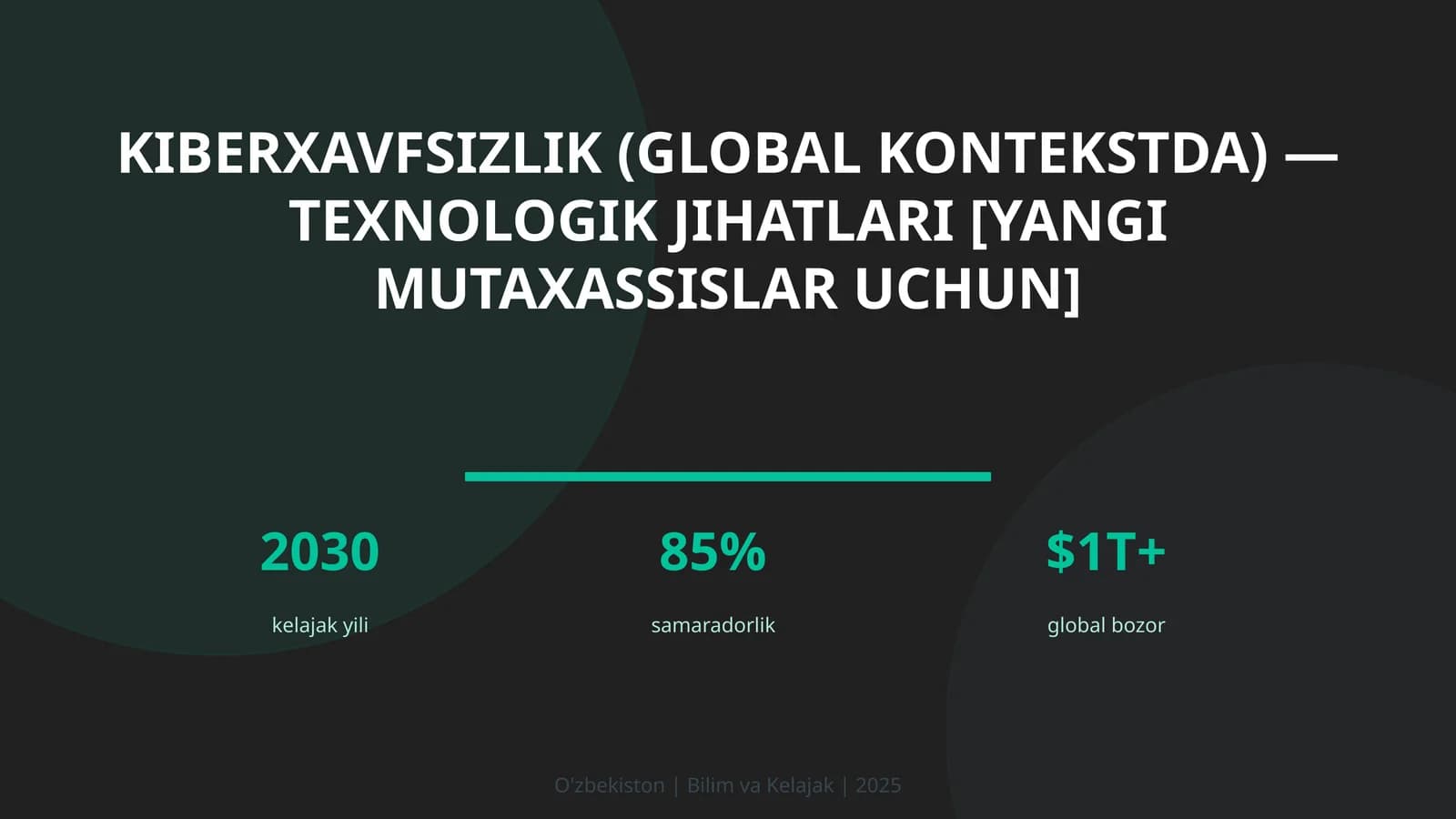 KIBERXAVFSIZLIK (GLOBAL KONTEKSTDA) — TEXNOLOGIK JIHATLARI [YANGI MUTAXASSISLAR UCHUN]