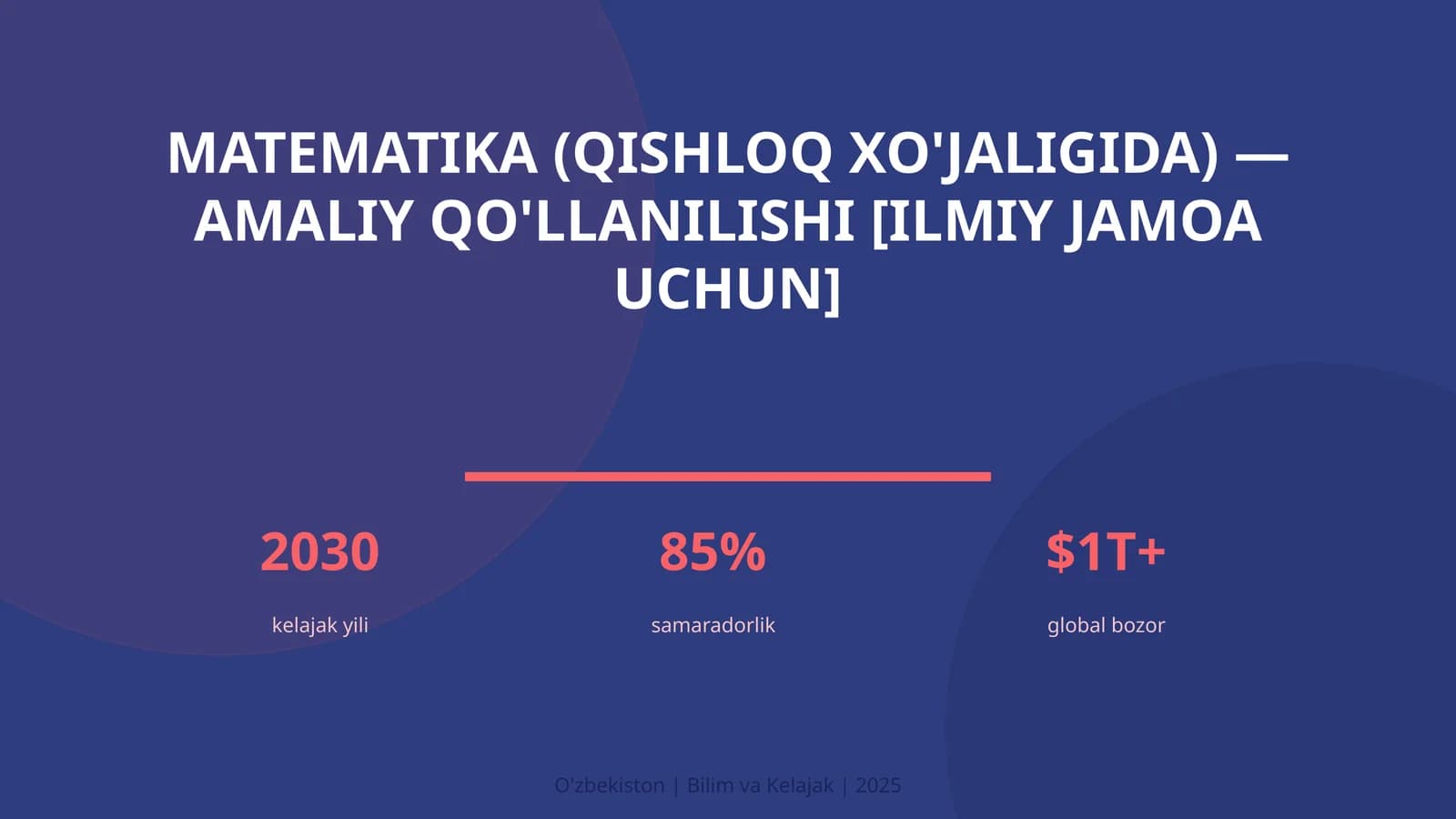 Matematika (qishloq xo'jaligida) — amaliy qo'llanilishi [ilmiy jamoa uchun]