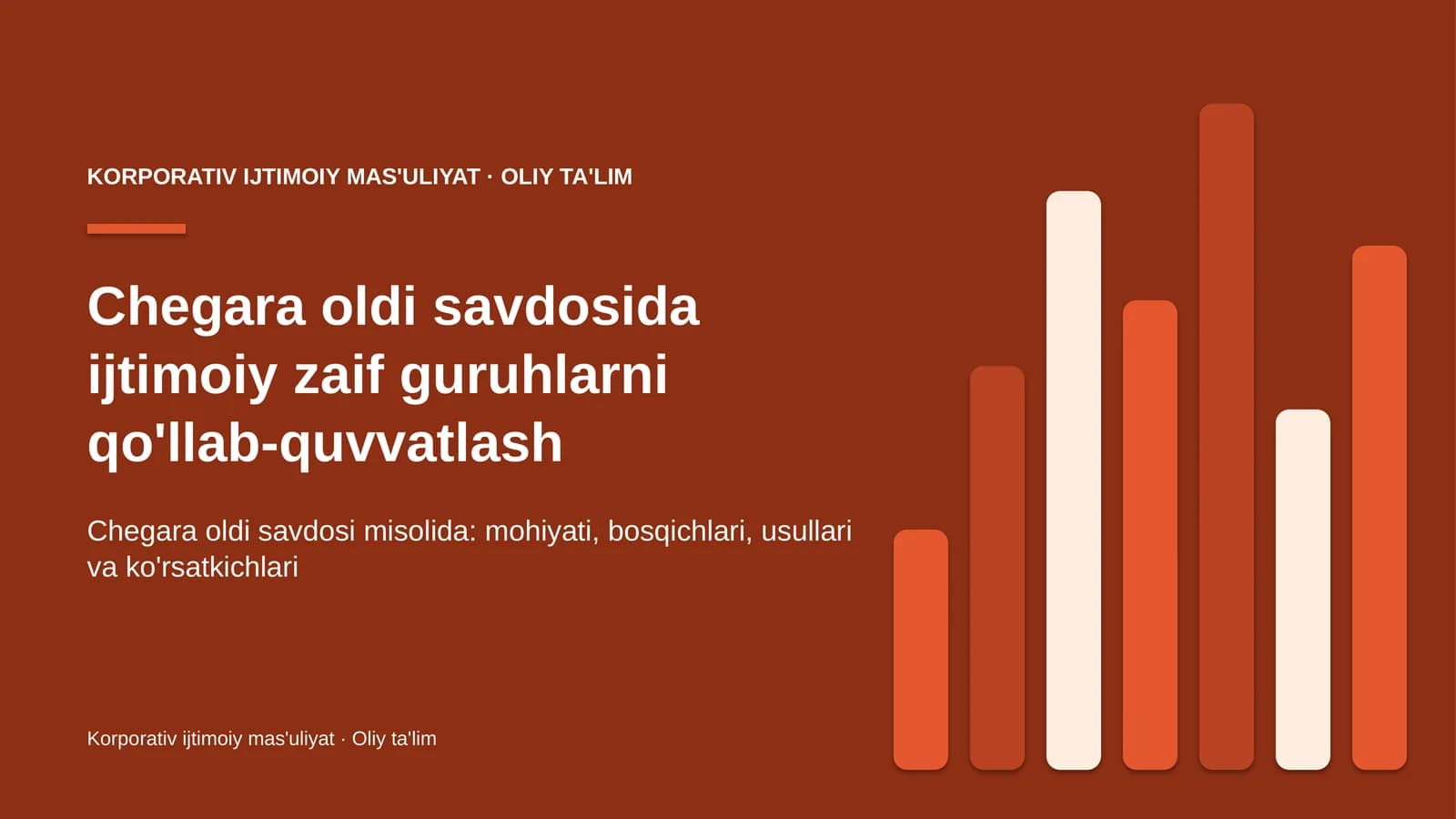 Chegara oldi savdosida ijtimoiy zaif guruhlarni qo'llab-quvvatlash