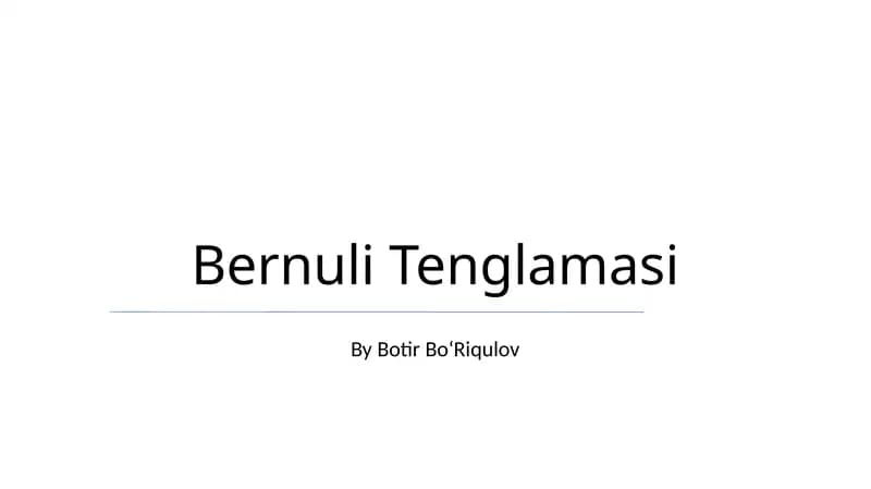 Bernuli Tenglamasi
