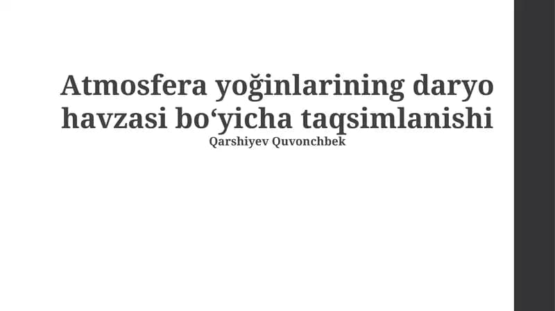 Atmosfera yoğinlarining daryo havzasi boʻyicha taqsimlanishi