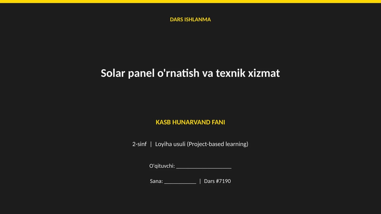 Solar panel o'rnatish va texnik xizmat