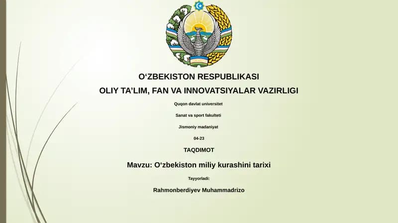 Oʻzbekiston miliy kurashini tarixi