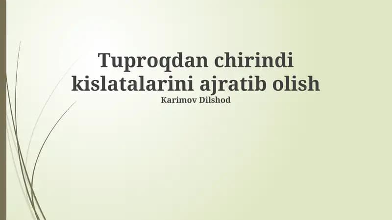 Humus Kislotalarini Tozalash va Fraksiyalash