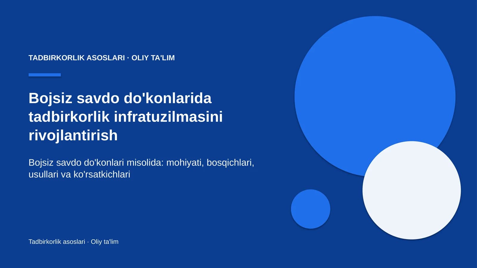 Tadbirkorlik asoslari · Oliy ta'lim