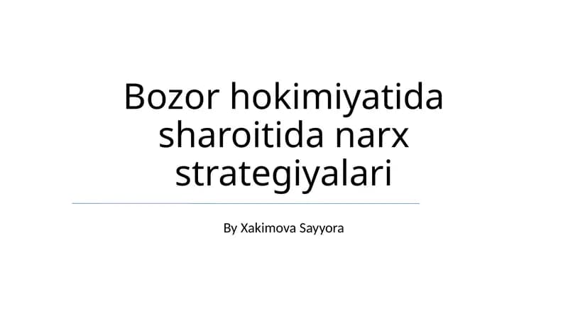 Narxlash Siyosati