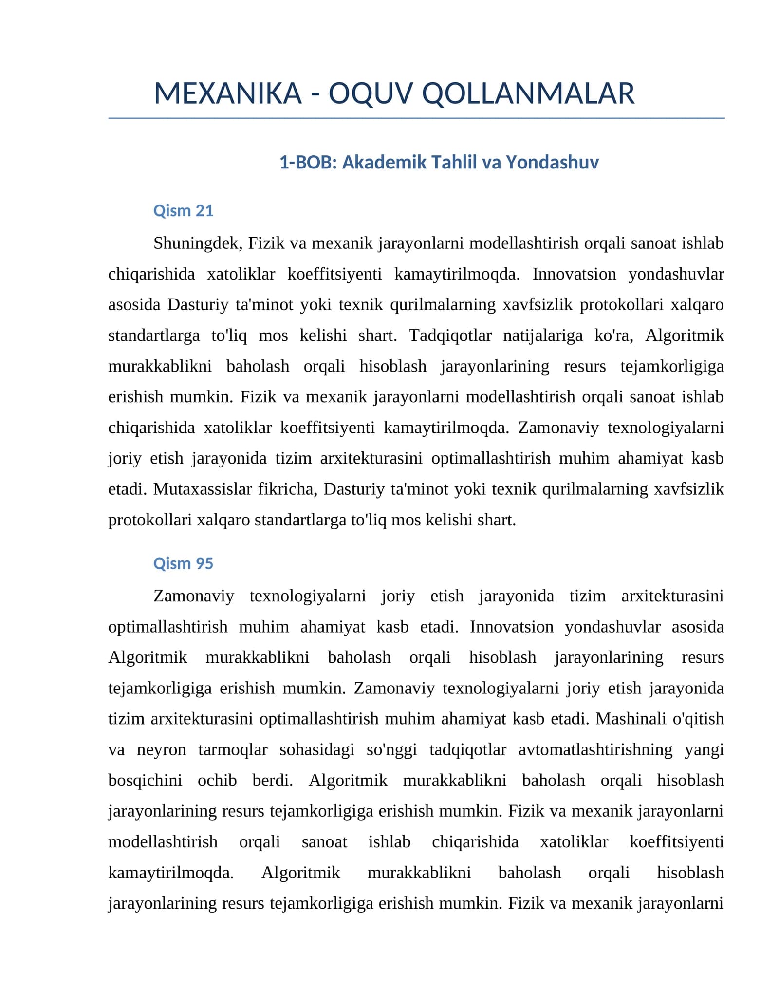 MEXANIKA - OQUV QOLLANMALAR