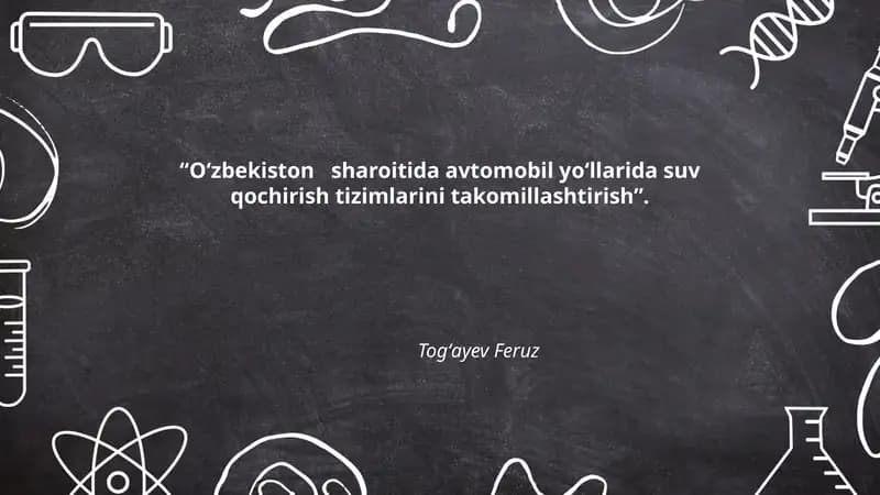 O‘zbekiston sharoitida avtomobil yo‘llarida suv qochirish tizimlarini takomillashtirish