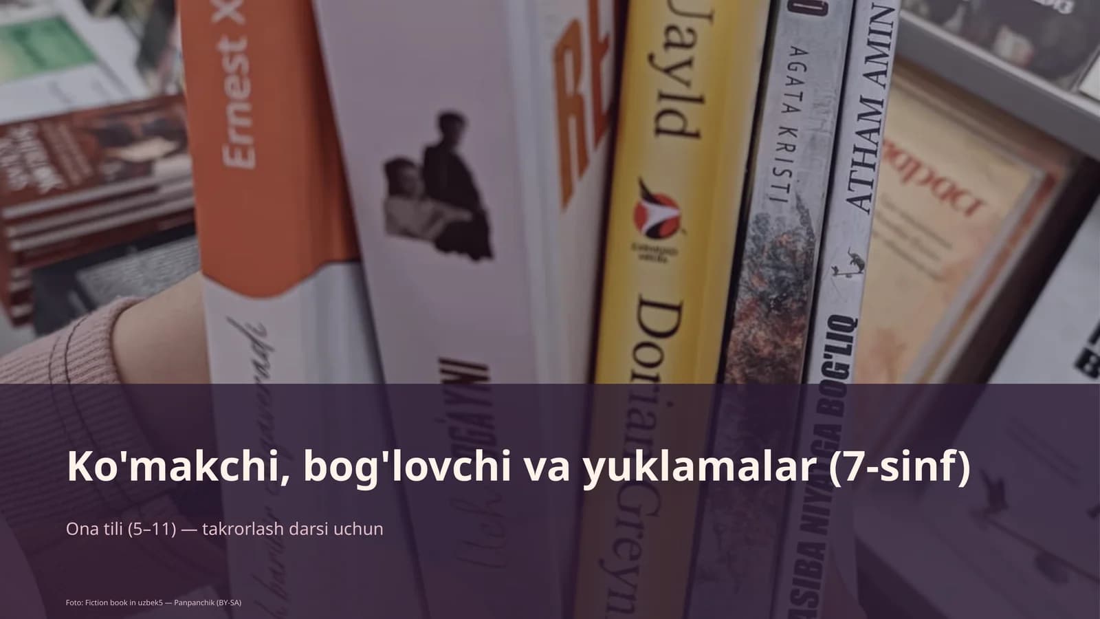 Ko'makchi, bog'lovchi va yuklamalar (7-sinf)