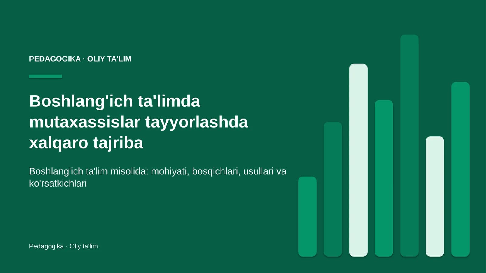 Boshlang'ich ta'limda mutaxassislar tayyorlashda xalqaro tajriba