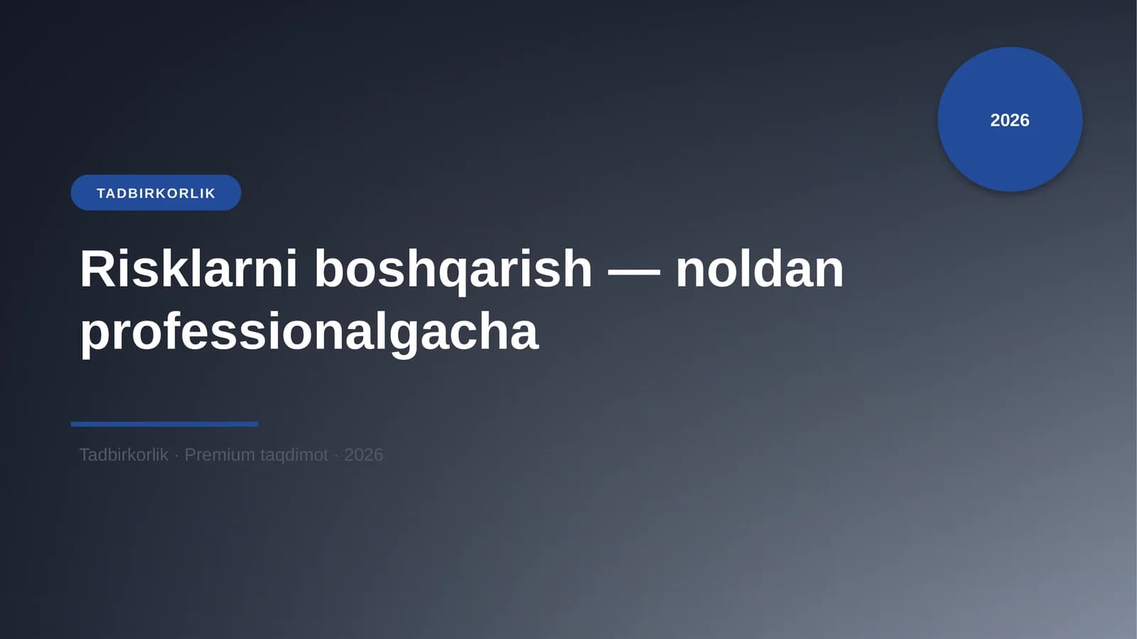 Risklarni boshqarish — noldan professionalgacha