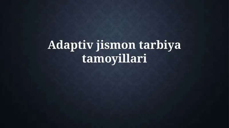 Adaptiv jismontarbiyatamoyillari