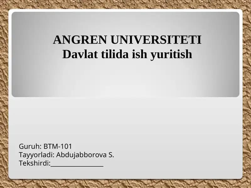 Davlat tilida ish yuritish