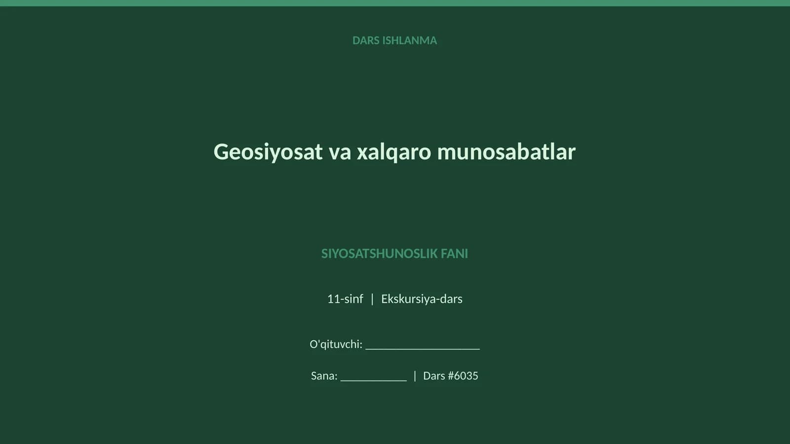 DARS ISHLANMA