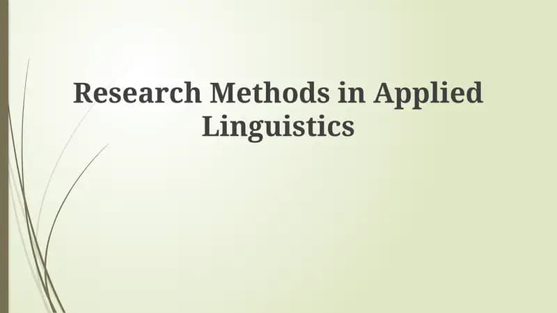 Research Methods in Applied Linguistics