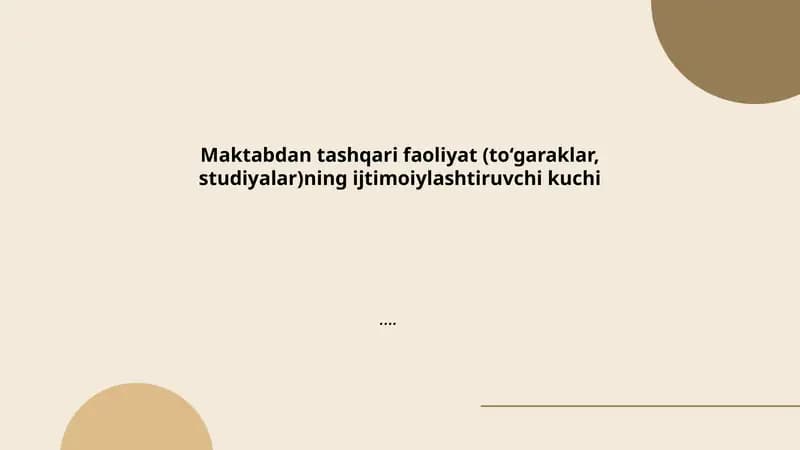 To'garaklar va studiyalar orqali maktab yoshidagi shaxsga ijtimoiy normalar va qadriyatlarni singdirish