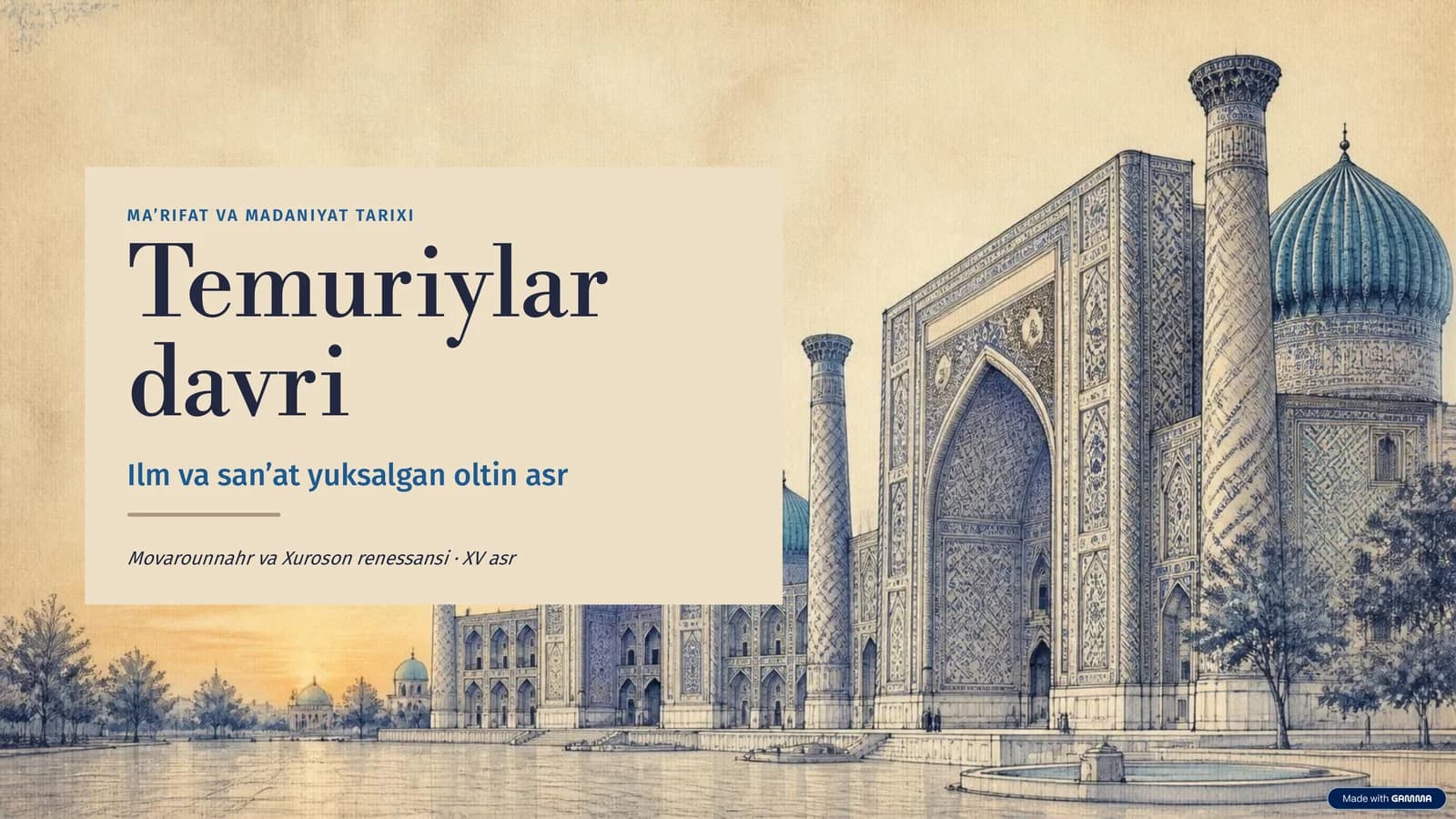 MA'RIFAT VA MADANIYAT TARIXI