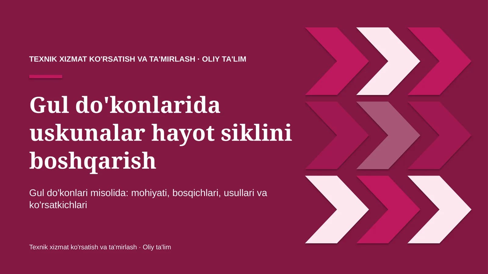 Gul do'konlarida uskunalar hayot siklini boshqarish