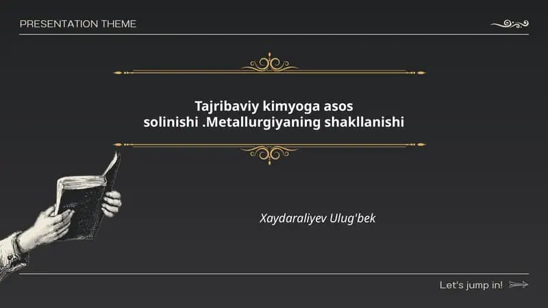 Tajribaviy kimyoga asos solinishi.Metallurgiyaning shakllanishi