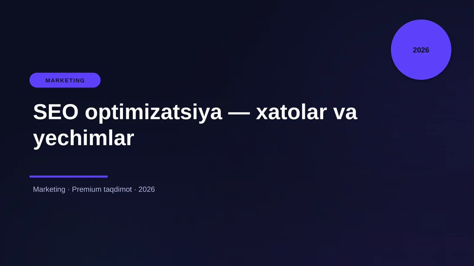 SEO optimizatsiya — xatolar va yechimlar