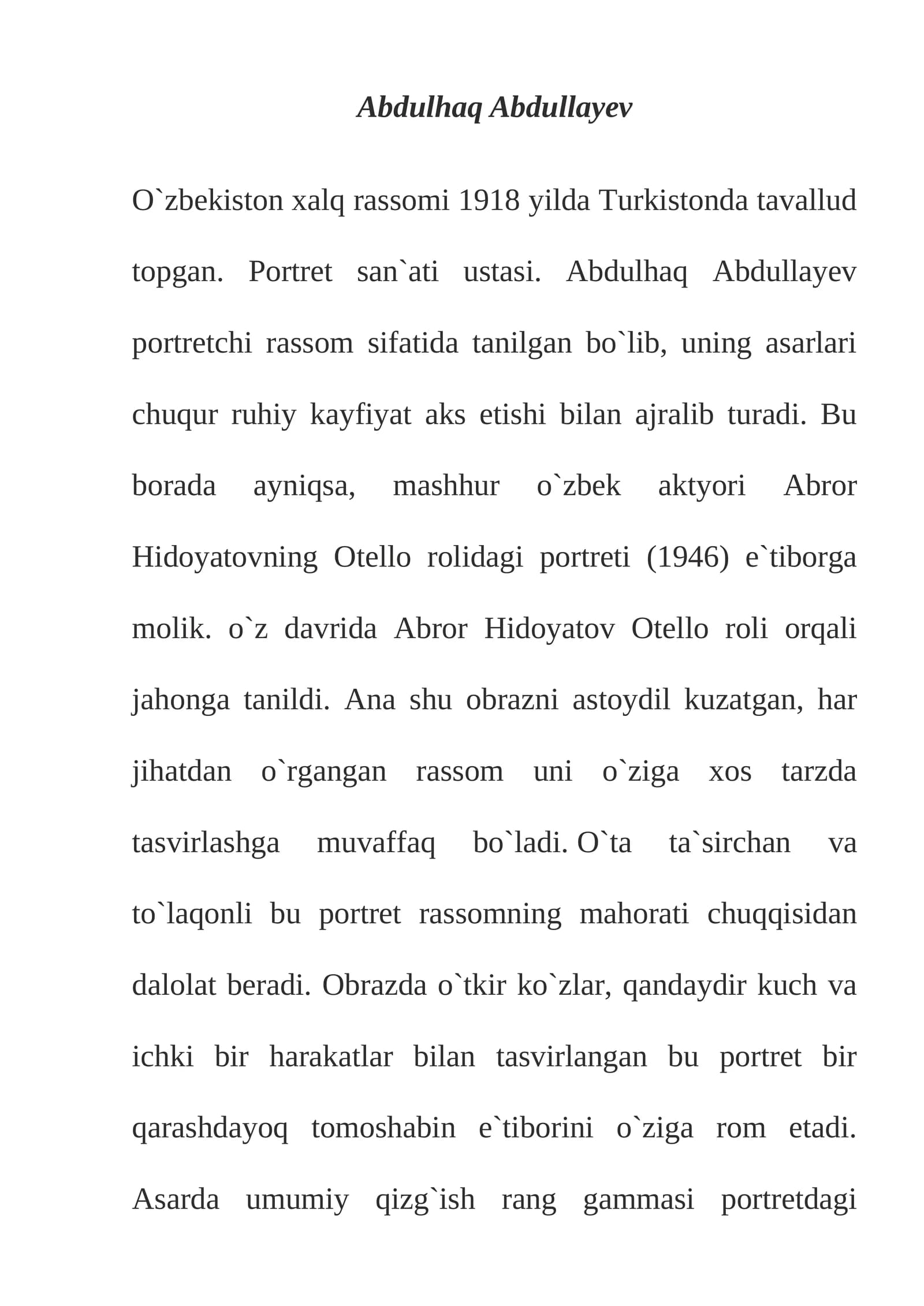 Abdulhaq Abdullayev Portreti