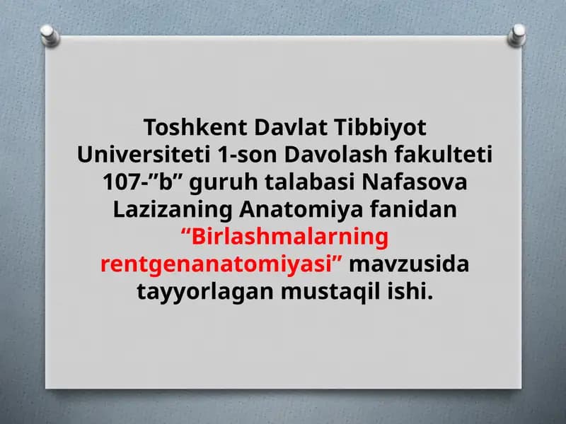 Birlashmalarning rentgenanatomiyasi