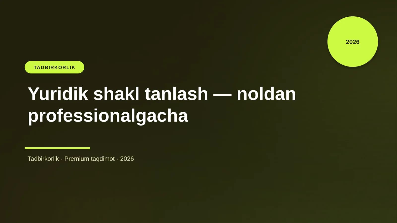 Yuridik shakl tanlash — noldan professionalgacha