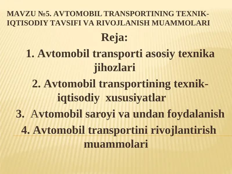 Аvtomobil trаnsporti texnikа jihozlаri