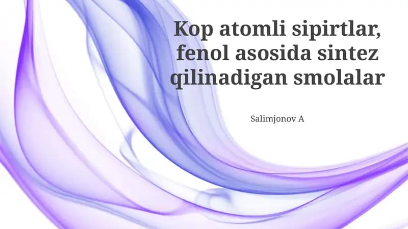Mis atomli spirtlar: Xususiyatlari va qo'llanilishi