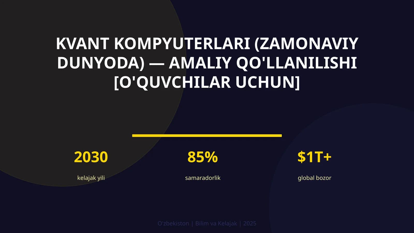 KVANT KOMPYUTERLARI (ZAMONAVIY DUNYODA) — AMALIY QO'LLANILISHI [O'QUVCHILAR UCHUN]