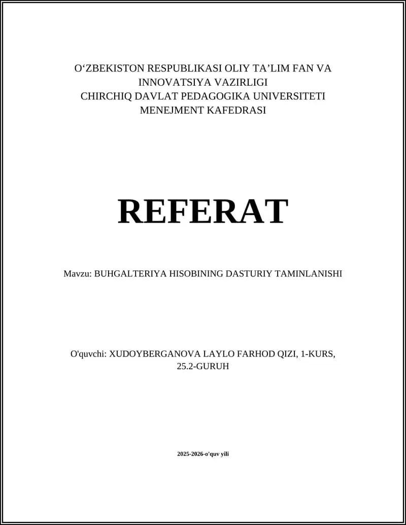 Buhgalteriya hisobi uchun dasturiy ta'minotlar