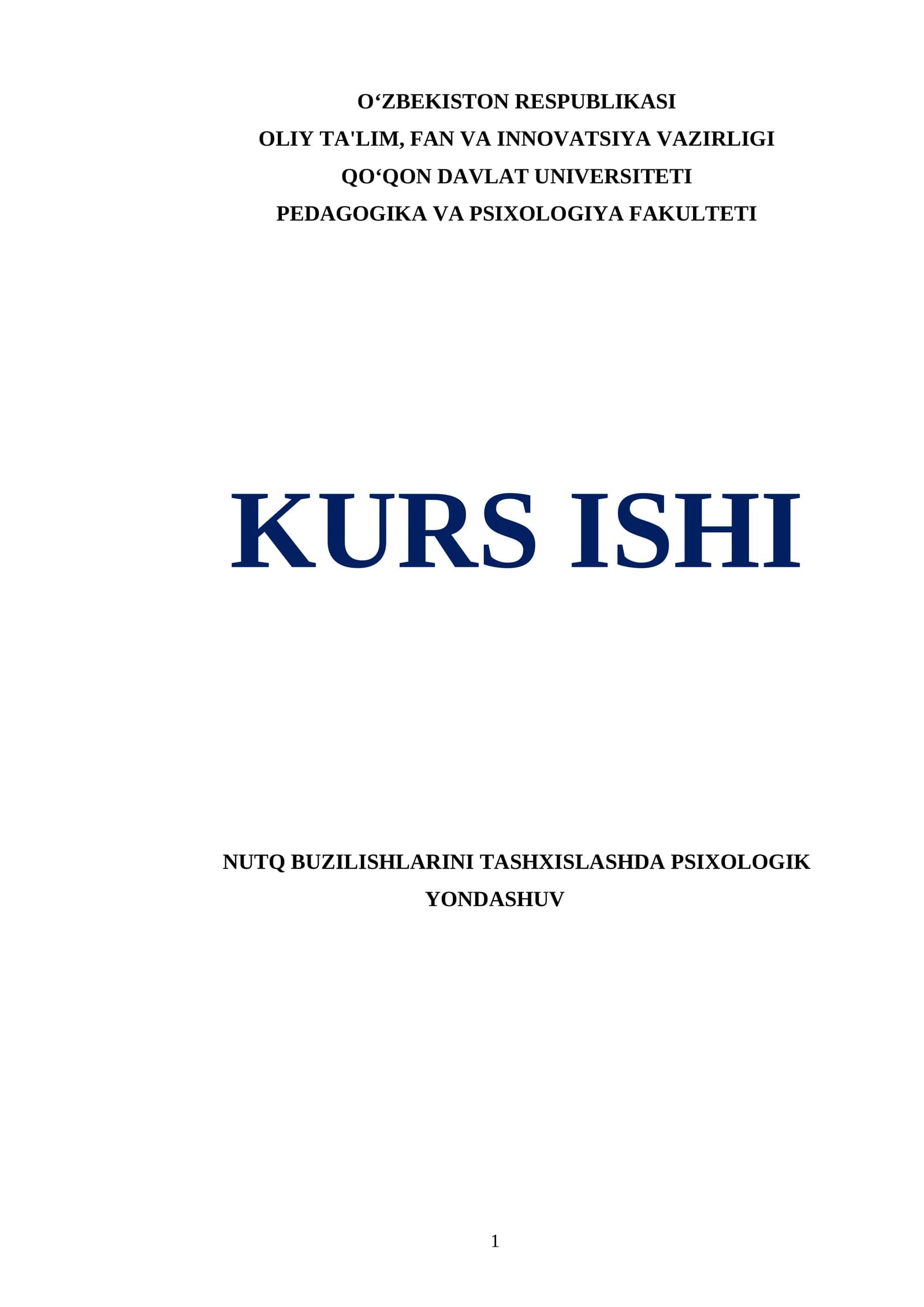Nutq Buzilishlarini Tashxislashda Psixologik Yondashuv