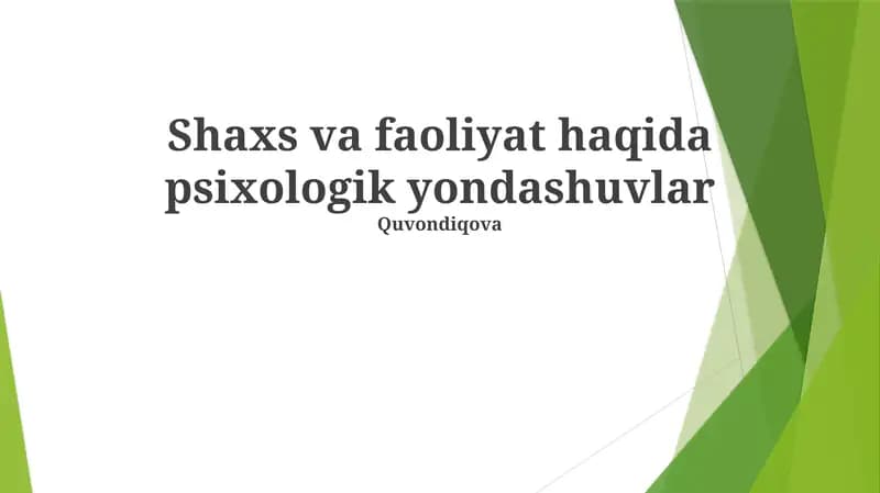 Xulq-atvor yondashuvlari