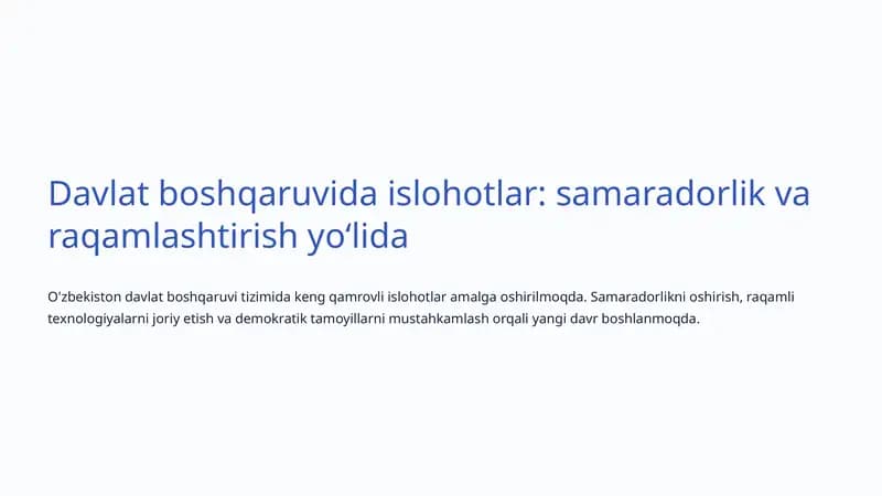 Davlat boshqaruvida islohotlar