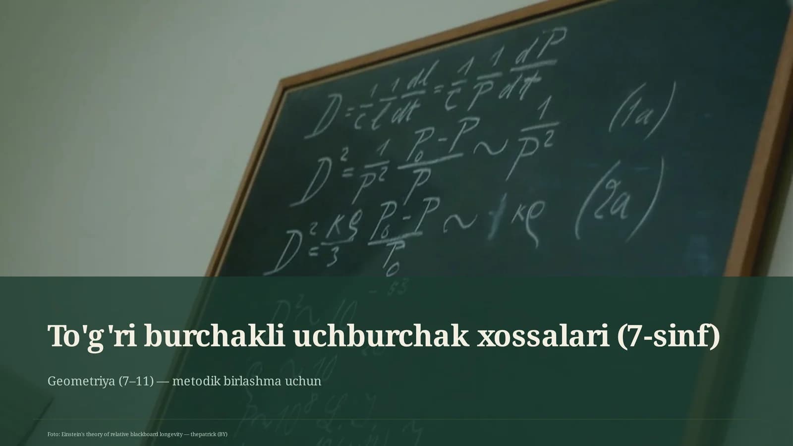 To'g'ri burchakli uchburchak xossalari (7-sinf)
