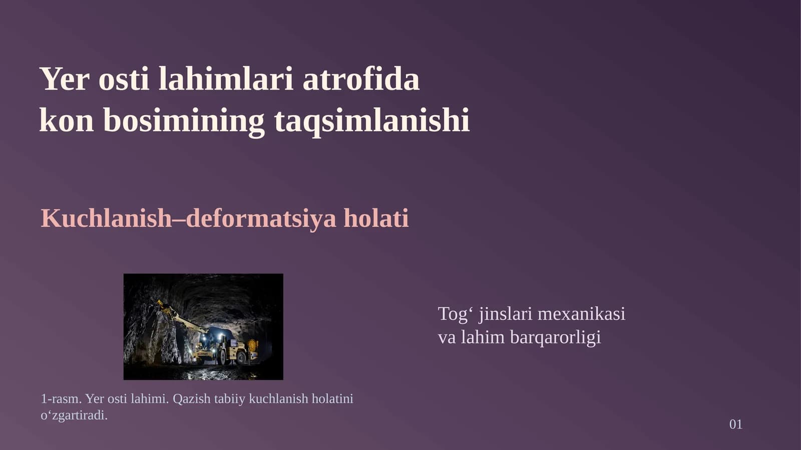 Yer osti lahimlari atrofida kon bosimining taqsimlanishi