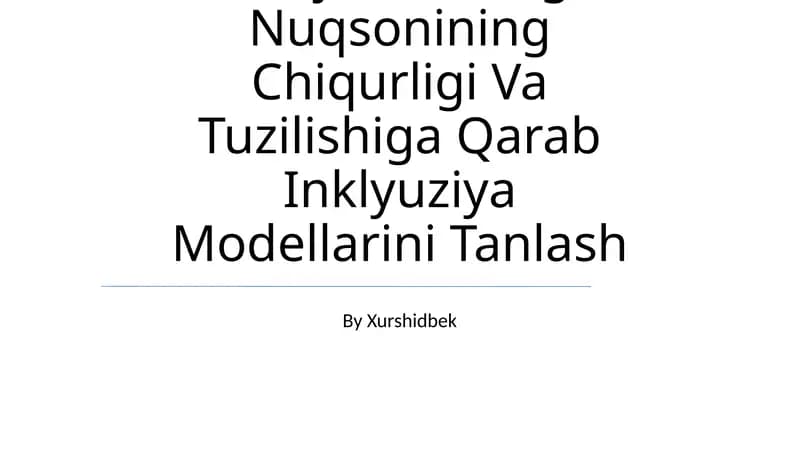 Alohida Yordamga Muhtoj Bolalarda Rivojlanishidagi Nuqsonining Chiqurligi Va Tuzilishiga Qarab Inklyuziya Modellarini Tanlash