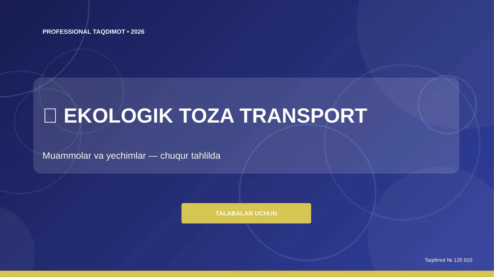 Ekologik Toza Transport: Muammolar va Yechimlar