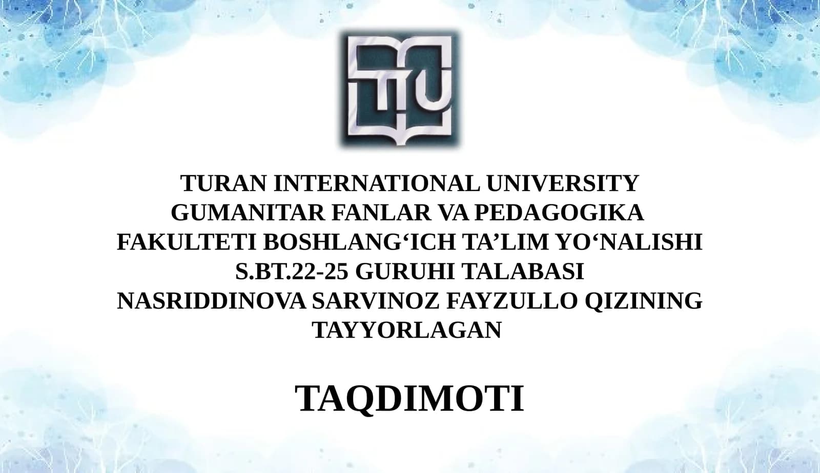 Ozkomplektlangan maktablarda Tabiiy fanlar darslarini loyihalash