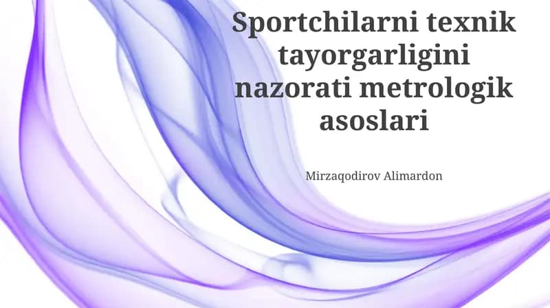 Sportchilarning Texnik Tayyorgarlik Monitoringining Metrologik Asoslari