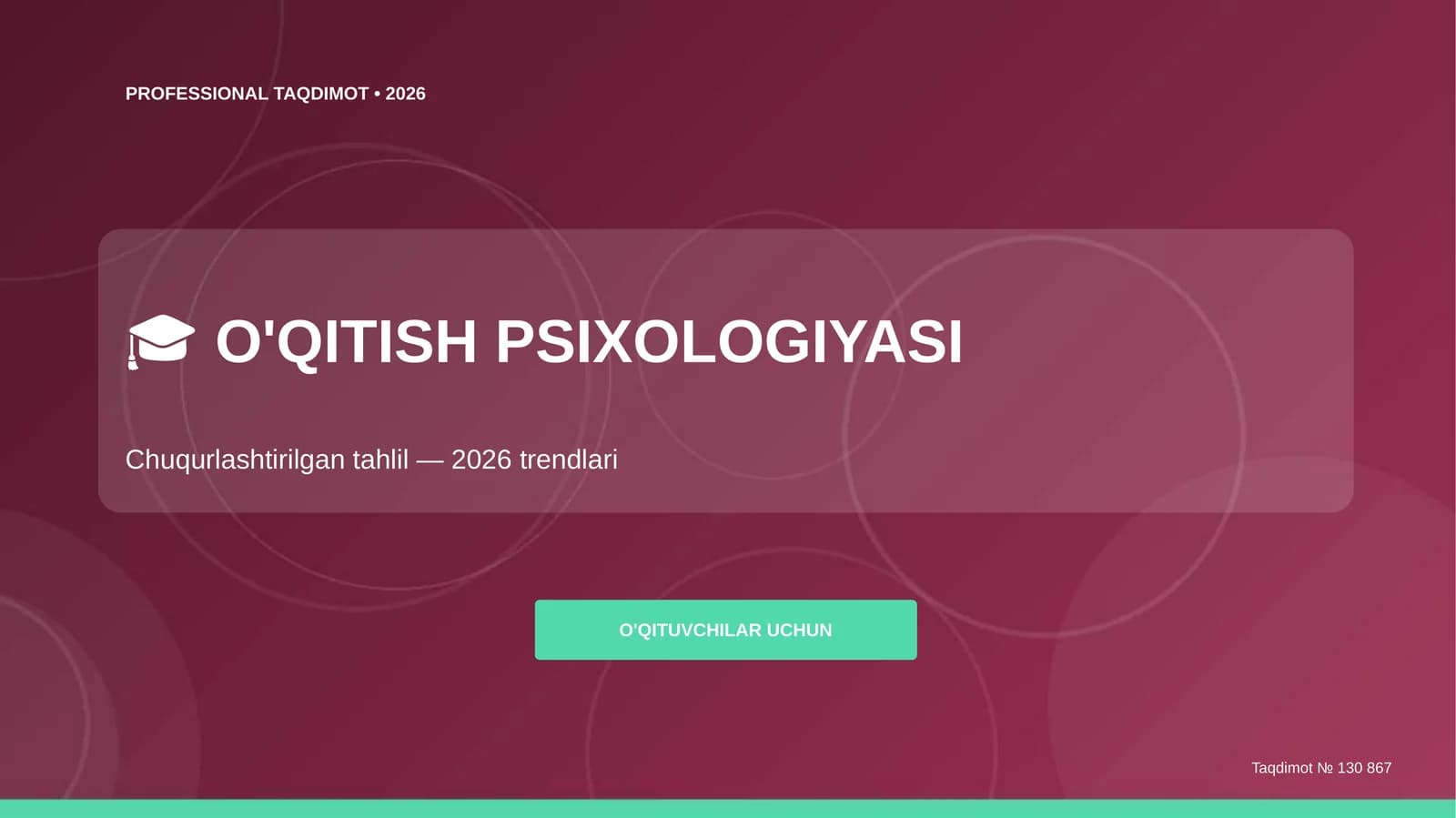 O'QITISH PSIXOLOGIYASI