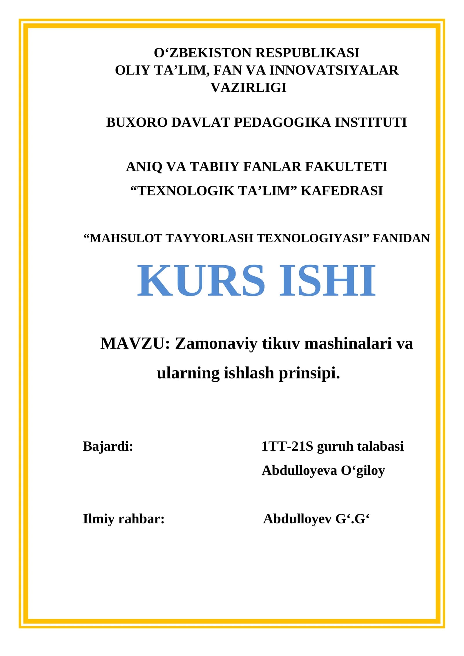 Zamonaviy tikuv mashinalari va ularning ishlash prinsipi