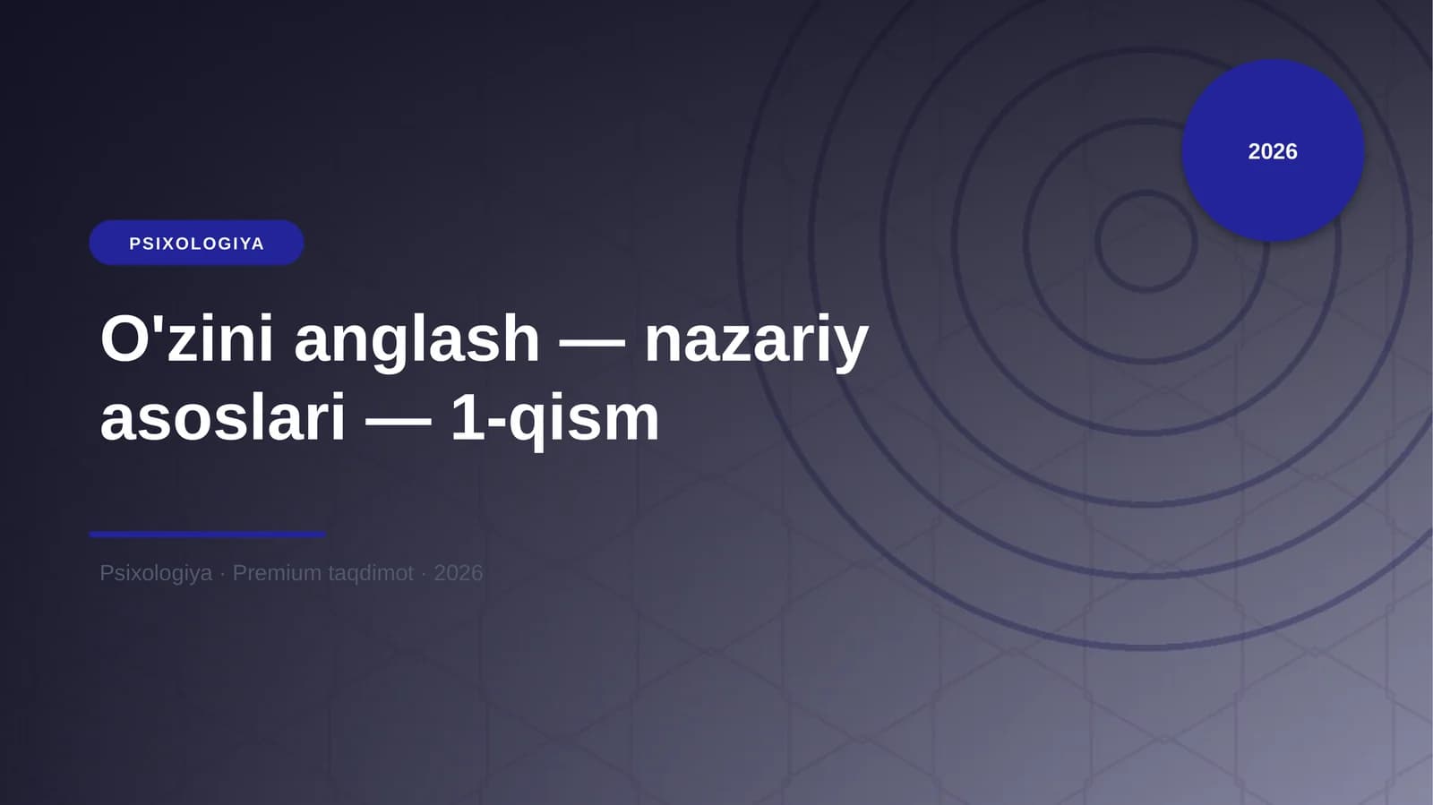O'zini anglash — nazariy asoslari — 1-qism