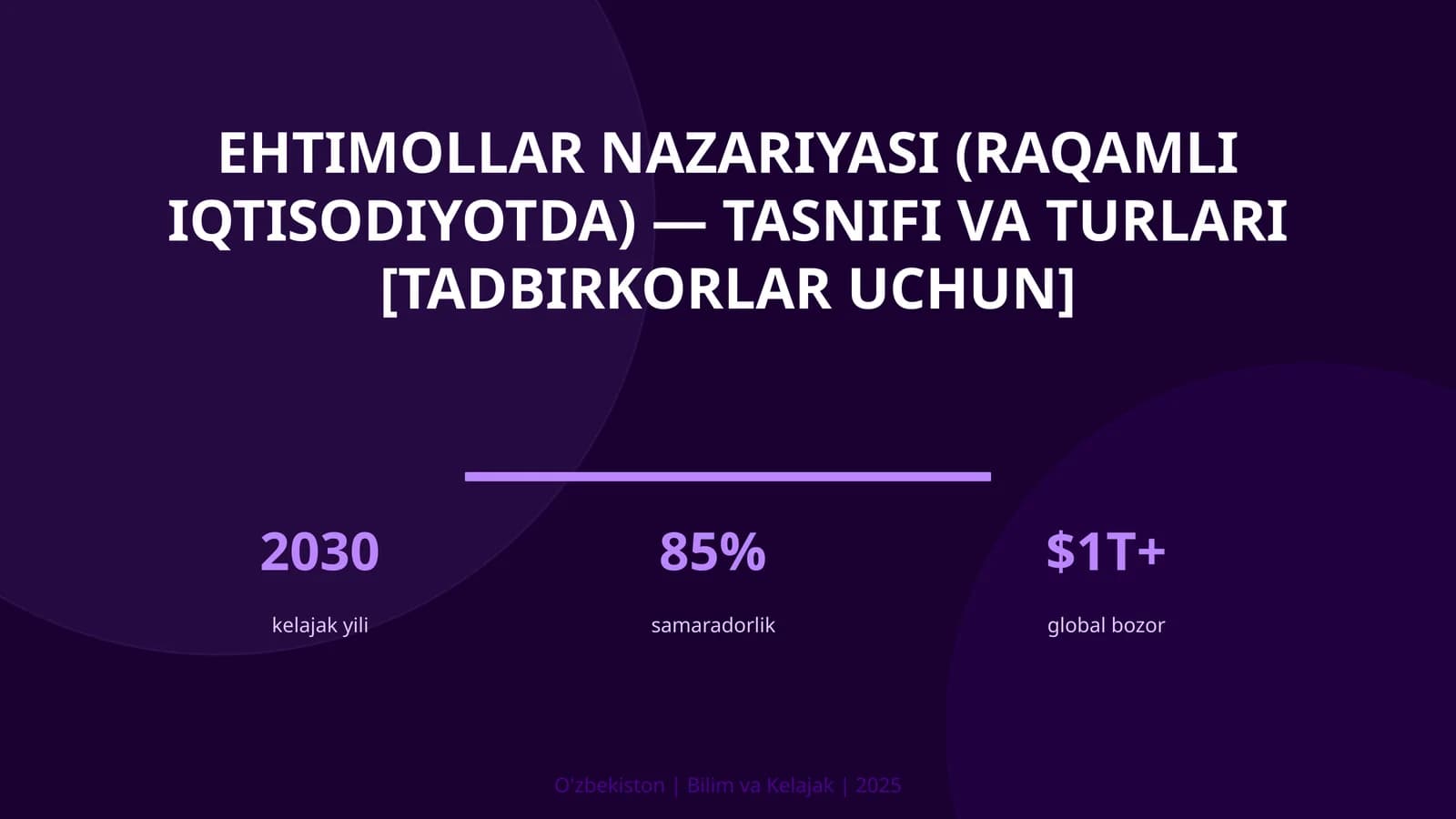 Ehtimollar nazariyasi (raqamli iqtisodiyotda) — tasnifi va turlari [tadbirkorlar uchun]