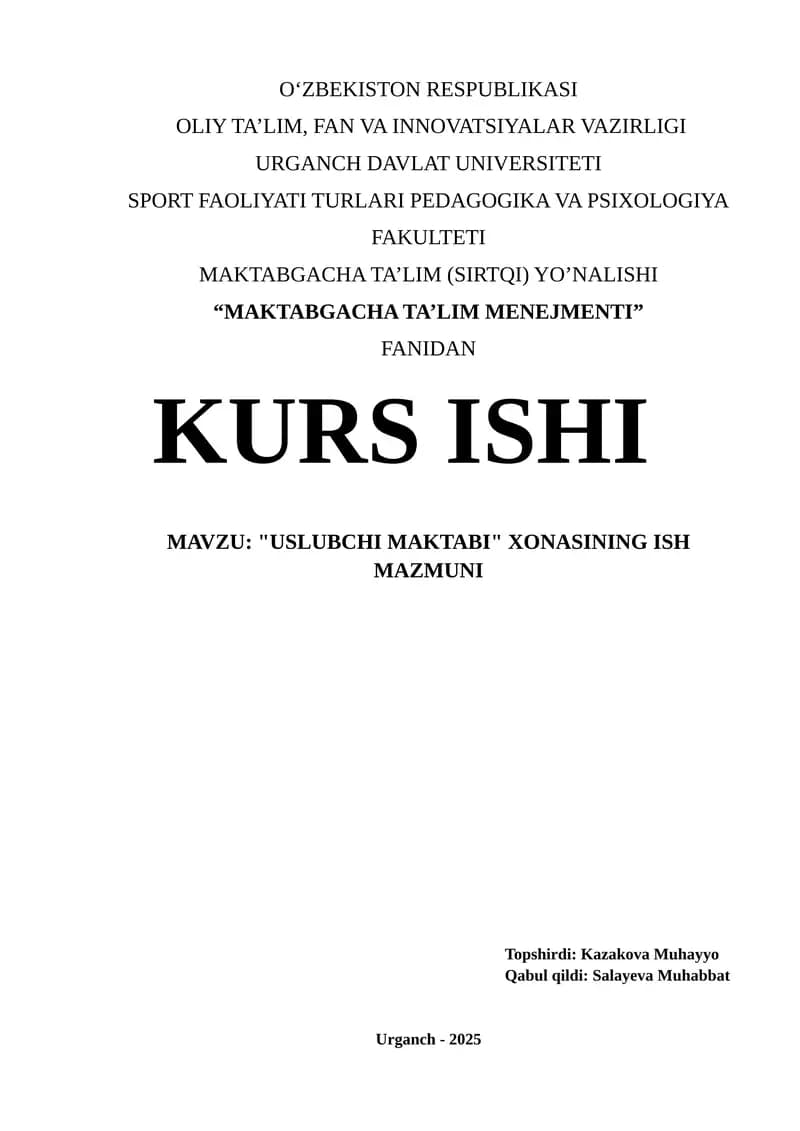 "USLUBCHI MAKTABI"